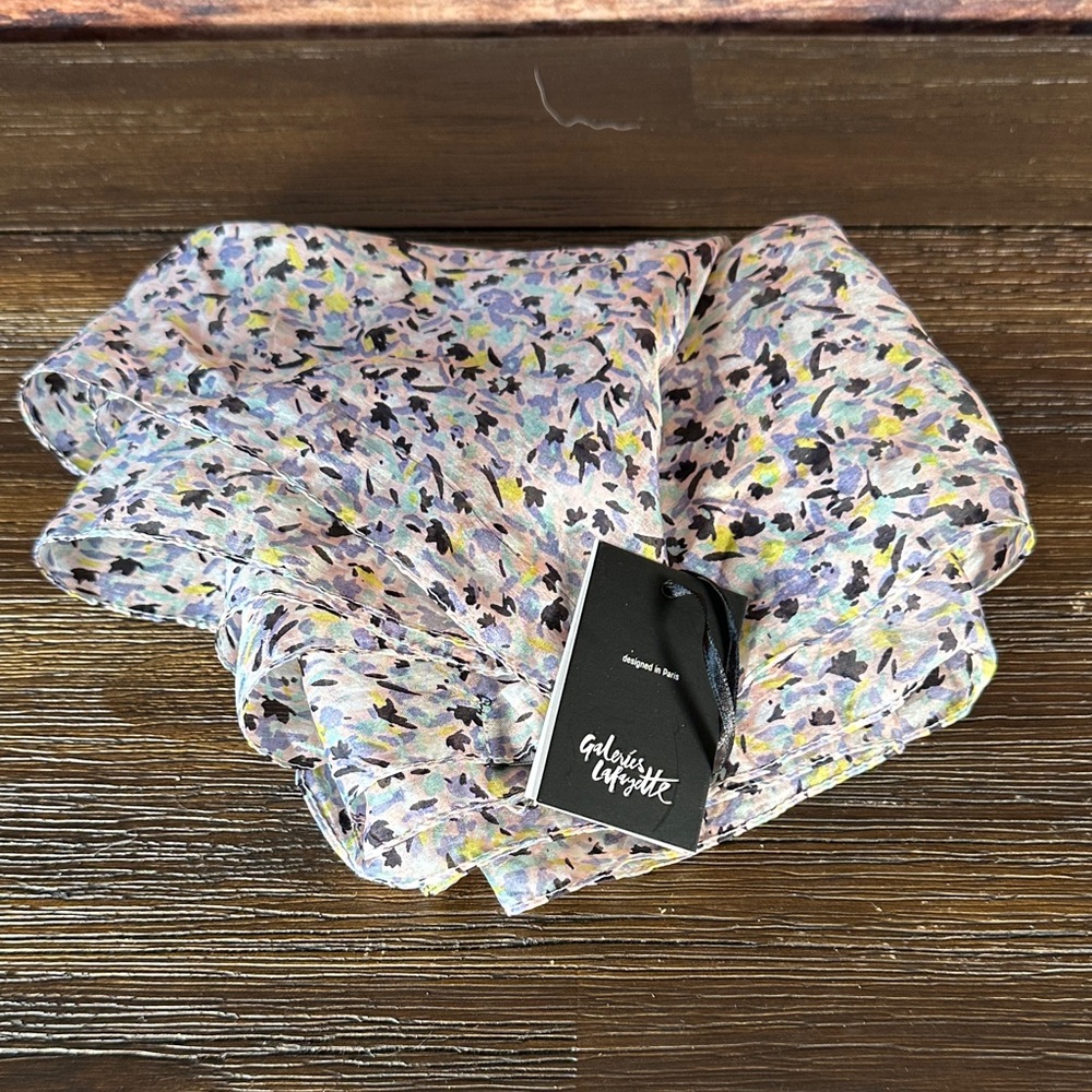 NWT! Galeries Lafayette Colorful Floral Silk Scarf!